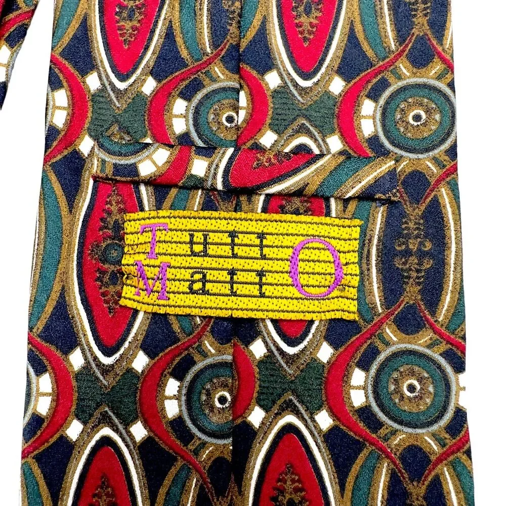Tutto Matto Mens‎ Silk Dress Tie Made in Italy Oval Geometric Pattern 56 3.75